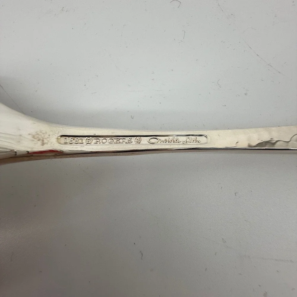 1881 Rogers Oneida Silverplate Bicentennial Serving Spoon 1776-1976 Hammered 9